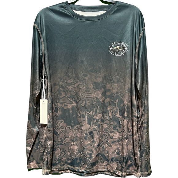 NWT Simply Southern Men's Salty Vibes Jeep Rash Guard Tee Brown/Black Size XL - Picture 2 of 8